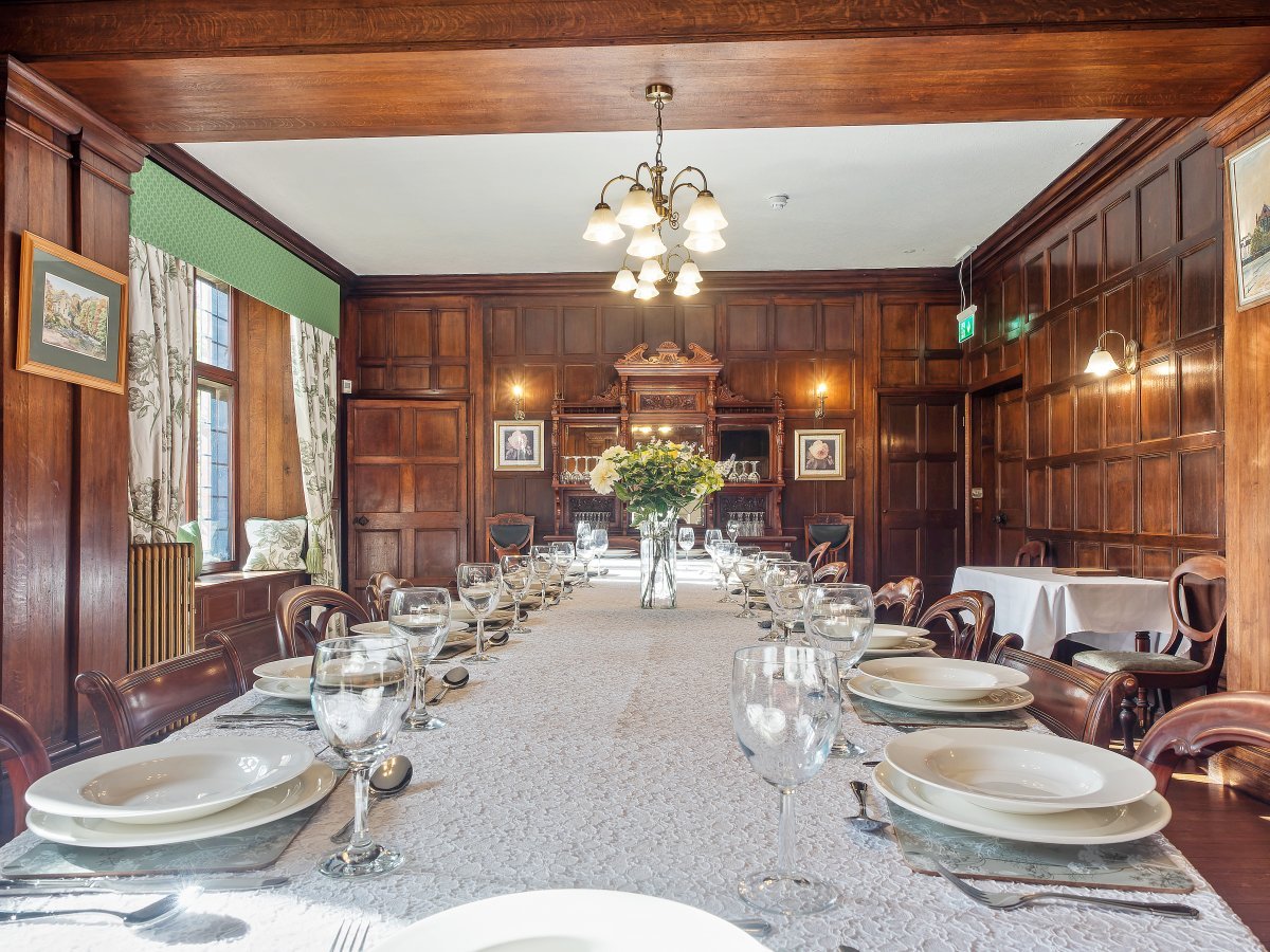Elm Lodge - luxury panelled dining room for all guests